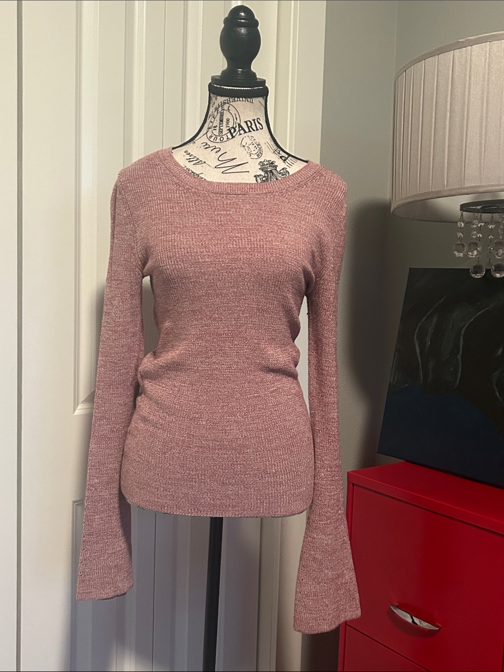 NWOT Women's Dusty Rose Long-Sleeve Knit Top